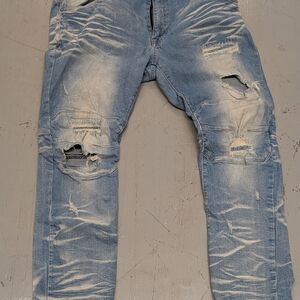 Men's Skinny Jeans - Distressed Light Blue